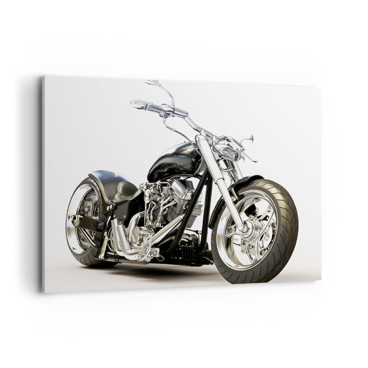 Bilder auf Leinwand 100x70cm Leinwandbild Motorrad Motor Geschwindigkeit Chrom Gross Wanddeko Bild S