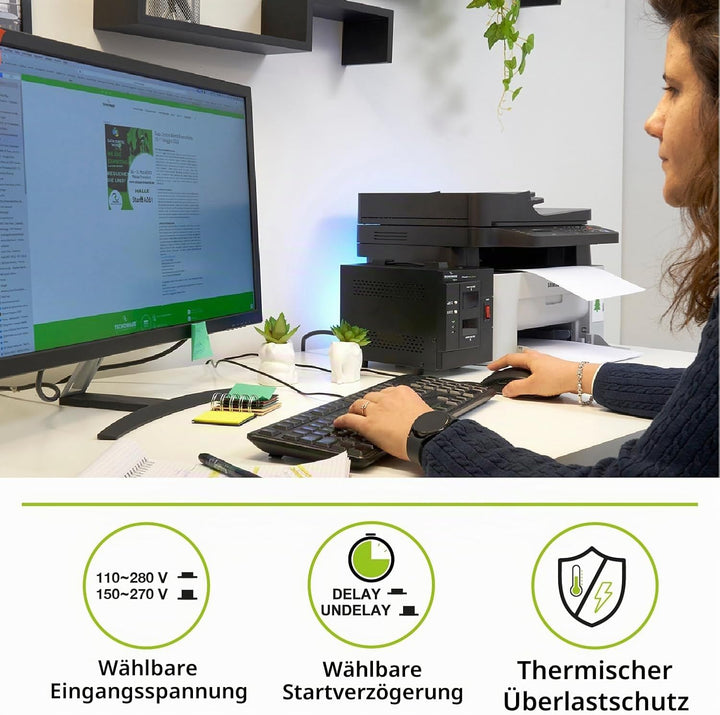Tecnoware Power Reg 2000VA - Einphasiger Elektronischer Stabilisator - Stabilisierung ±6% - Kabelein
