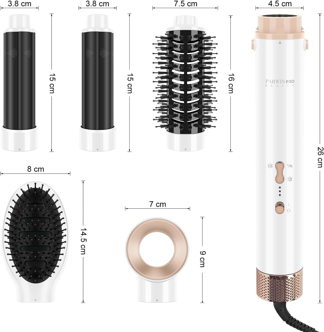 5 IN 1 MaxAIR Styler, PARWIN PRO BEAUTY Haartrockner Warmluftbürste Set, Rundbürstenföhn, Lockenstab