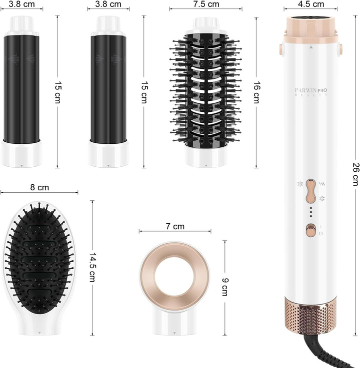 5 IN 1 MaxAIR Styler, PARWIN PRO BEAUTY Haartrockner Warmluftbürste Set, Rundbürstenföhn, Lockenstab