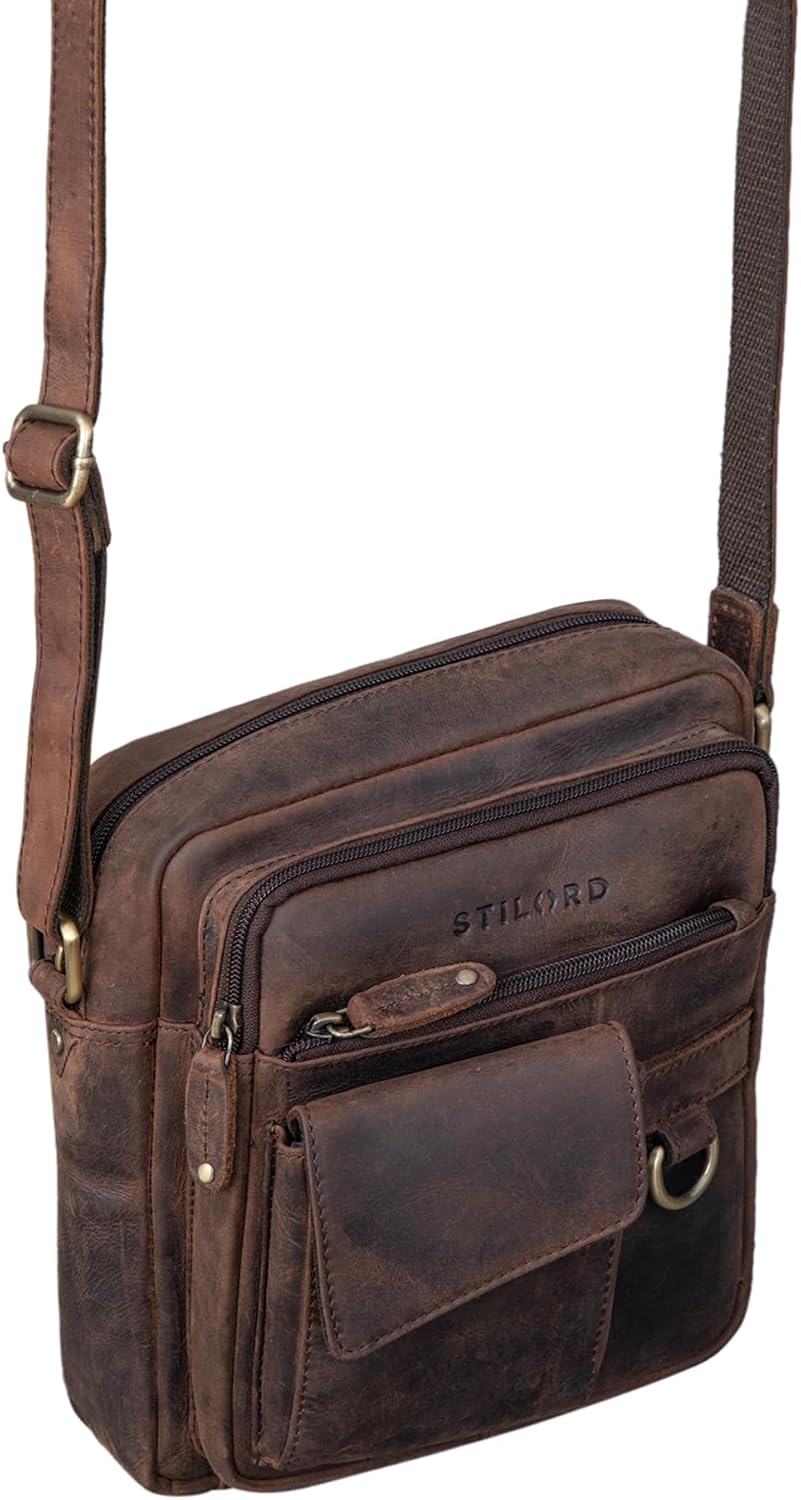STILORD Ryan Crossbody Tasche Herren Leder Kleine Herrentasche zum Umhängen Vintage Ledertasche 9,7
