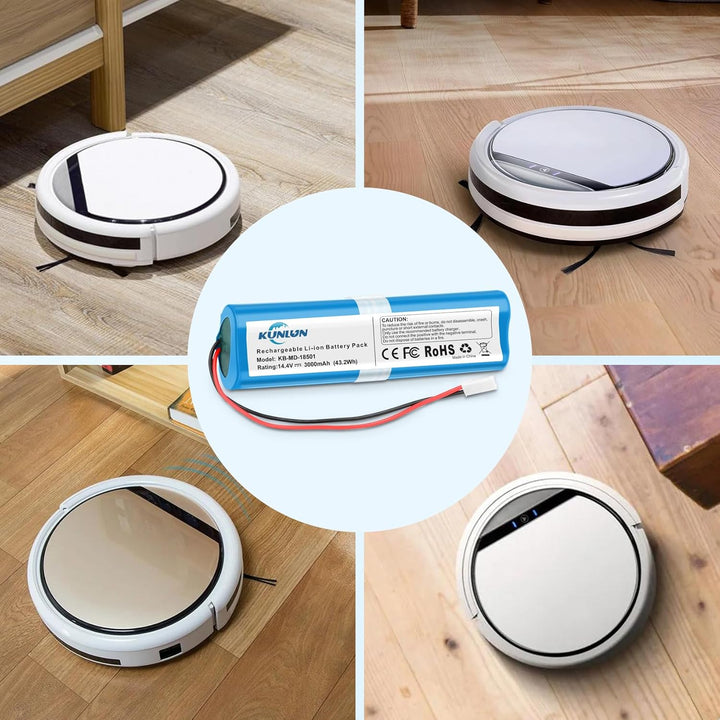 KUNLUN 3000mAh 14.4V Ersatzakku für iLife V3s Pro V50 V5s Pro V8s X750 für Medion MD 18500, MD 18501