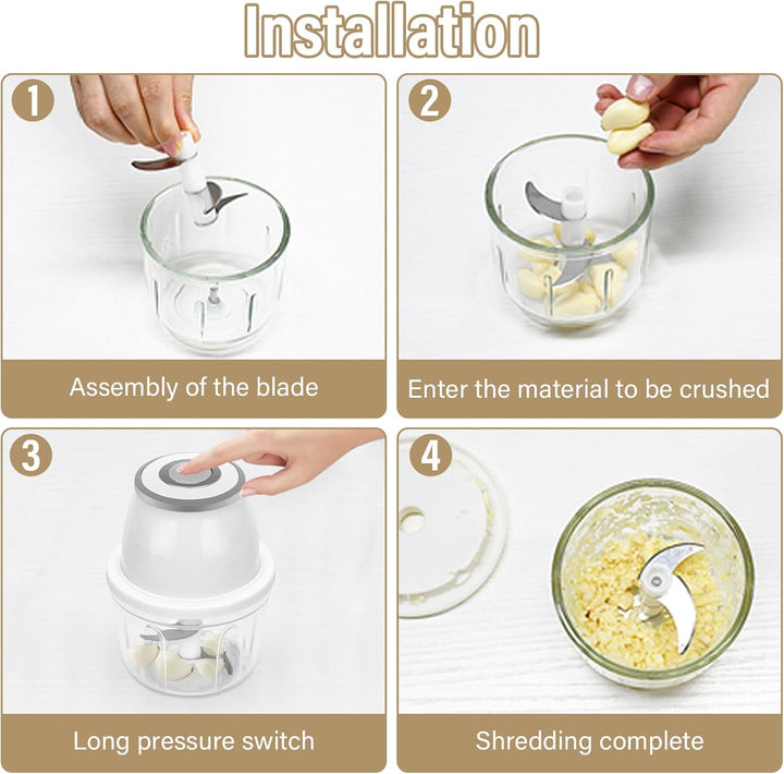 Zwiebelschneider Elektrisch 350ml, Mini Zwiebel Zerkleinerer, Gemüseschneider Elektrisch Küche mit U