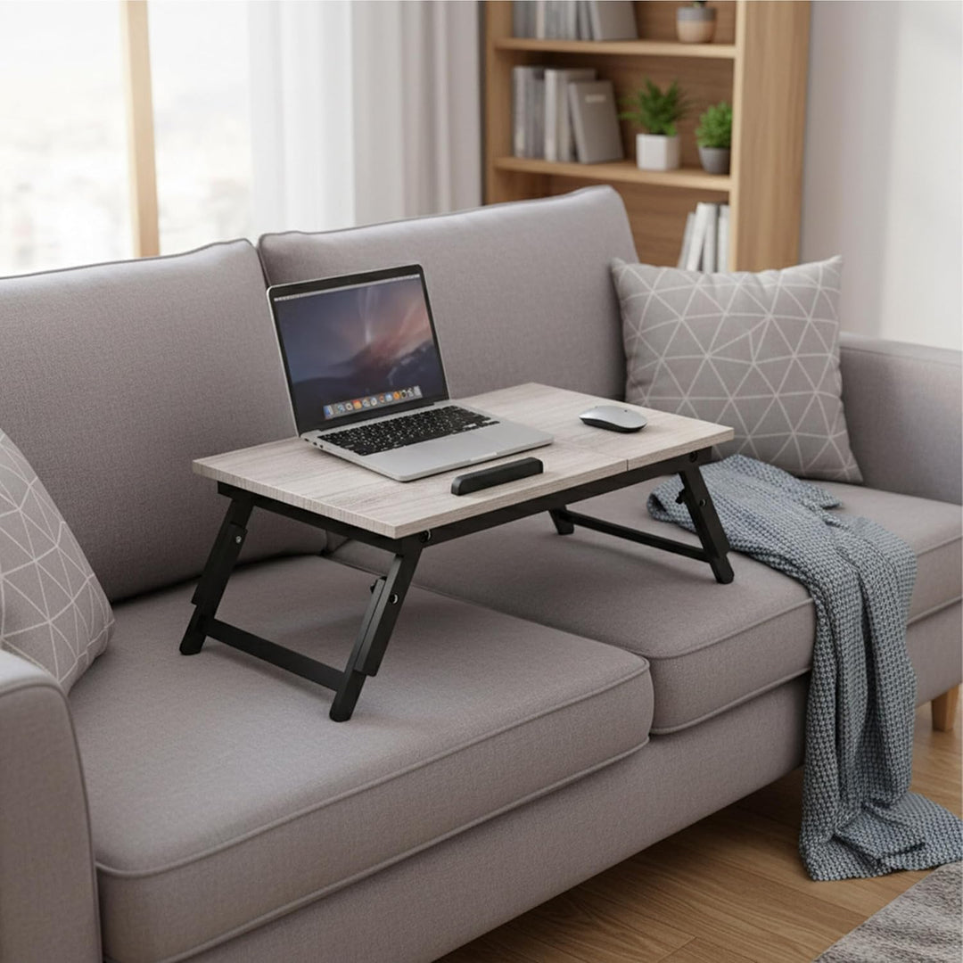 Relaxdays Laptoptisch für Bett & Couch, klappbarer Betttisch, Bambus, höhenverstellbar, Betttablett,