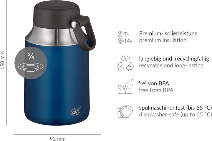 alfi CITY FOOD MUG 470ml, mystic blue, Edelstahl-Thermobehälter für Essen, Isolierbehälter für Suppe