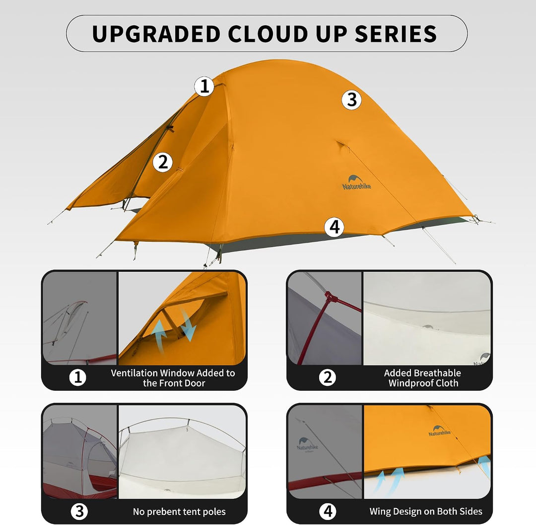 Naturehike Cloud Up Pro/Base/UL/EXT Zelt 2 Person Leichtes Campingzelt, Einfacher Aufbau Winddicht &amp;
