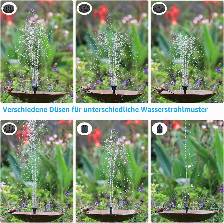 AISITIN 2PCS Solar Springbrunnen für Aussen 2.5W, Solarbrunnen für Draussen Upgrade Solarbrunnen mit