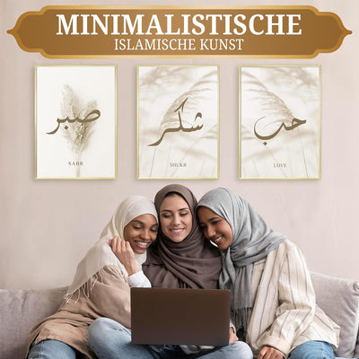 HAVA Artwork Shukr Sabr Love Set, Islamische Poster, Islamische Bilder, Islamische Dekoration, Islam