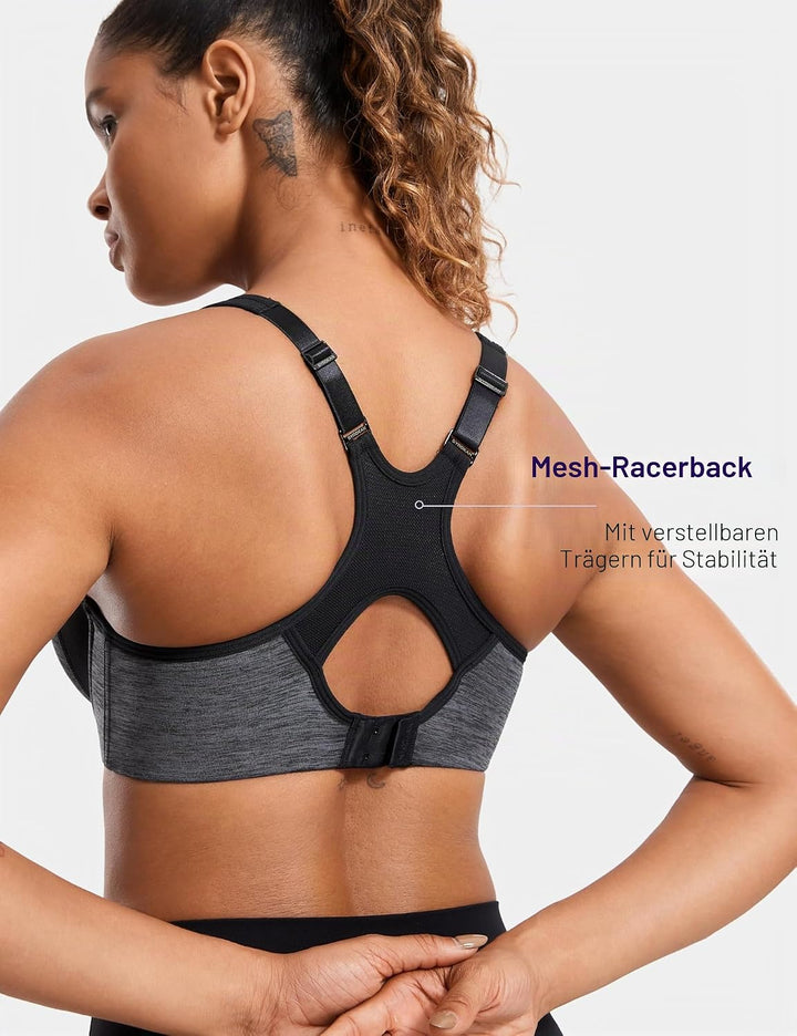 SYROKAN Damen Sport BH Starker Halt- Bügel Push Up Ringerrücken Gepolstert Fitness BH 70B Dunkle Blu