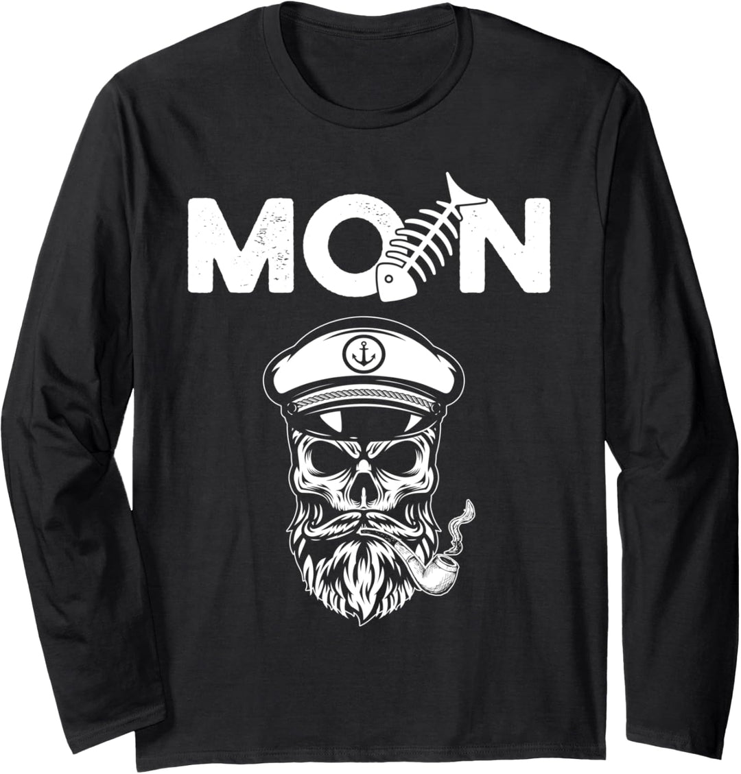Moin Totenkopf Kapitän Plattdeutsch Norddeutsch Geschenkidee Langarmshirt