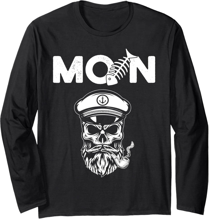 Moin Totenkopf Kapitän Plattdeutsch Norddeutsch Geschenkidee Langarmshirt