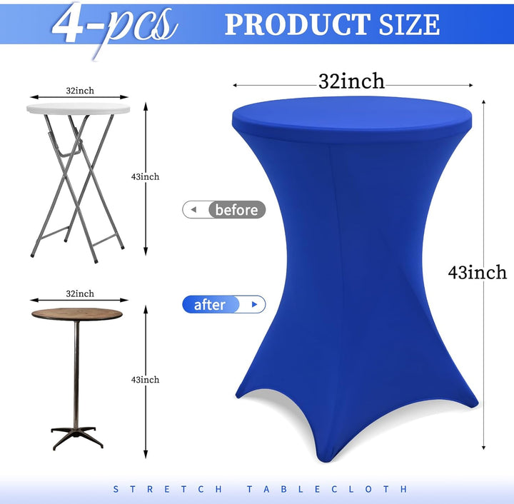 Showgeous 4er-Set Stretch Stehtisch Husse für Bistrotisch Ø 80-85 cm Cocktail Tisch-Überzug Husse, V