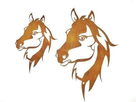 1 Stück Gartendeko Wand-Dekoration Pferd Pferdekopf zum Hängen Metall Rost Garten verrostet Landhaus