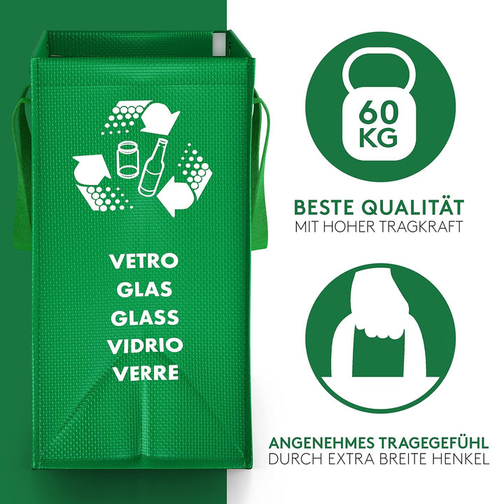 PTMS® Mülleimer 3 Fächer - Mülltrennsystem für Papier, Glas und Plastik - Umweltfreundliche Recyclin