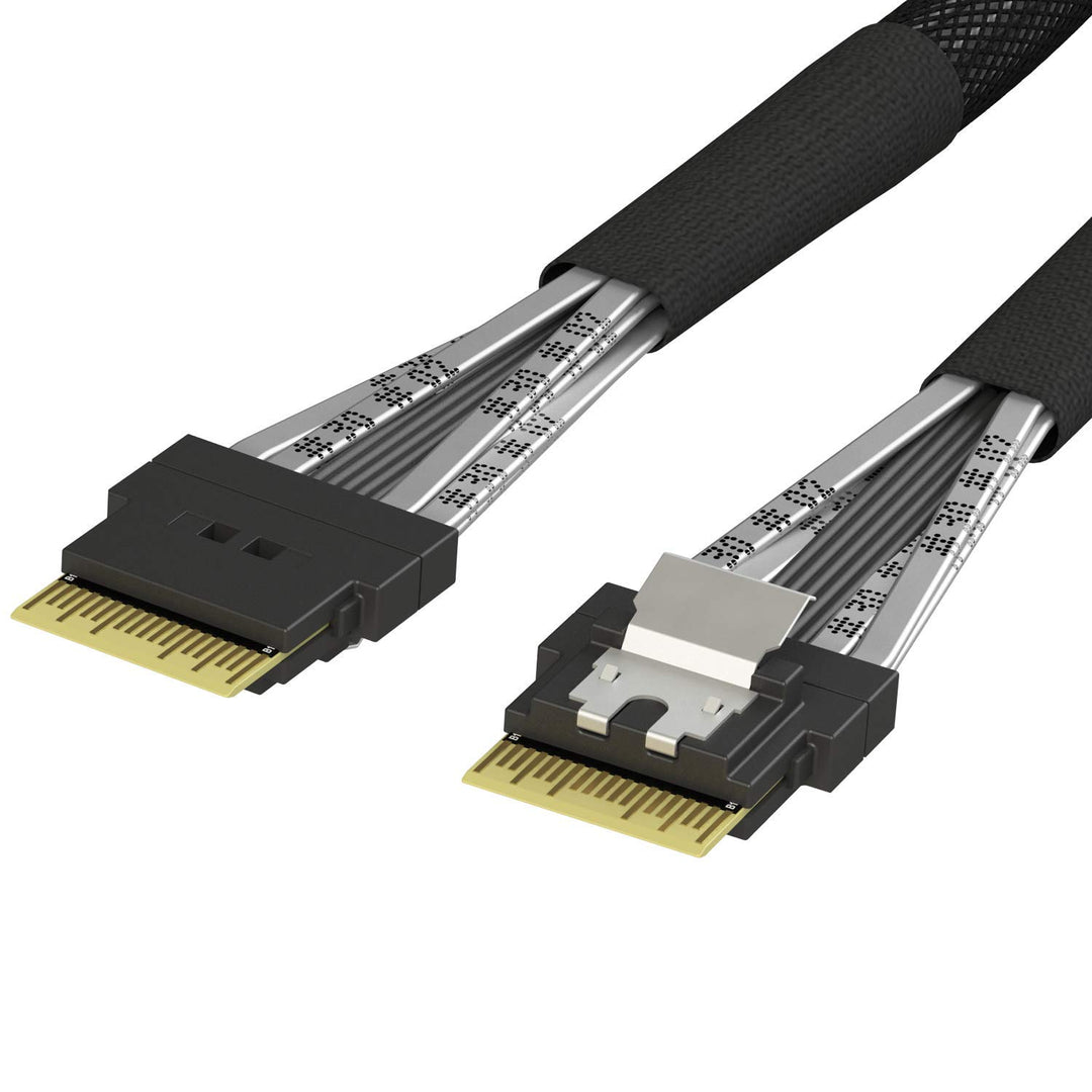 LINKUP Slim SAS SFF-8654 4i Straight to SFF-8654 4i Straight 12Gbps High Speed SAS3.0/PCIE3.0 Cable