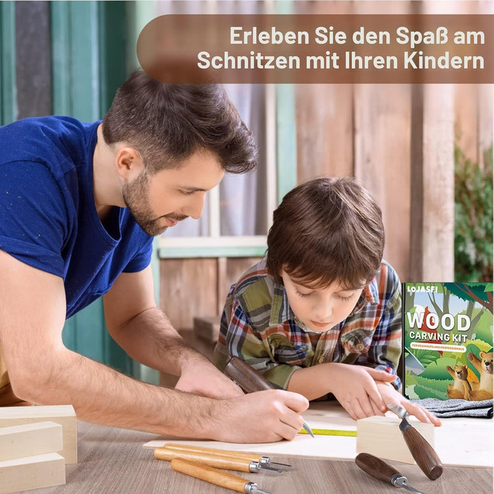Holz Schnitzwerkzeug Set für Kinder und Anfänger, Holz Schnitzen Set mit 8PCS Lindenholz, Holzschnit