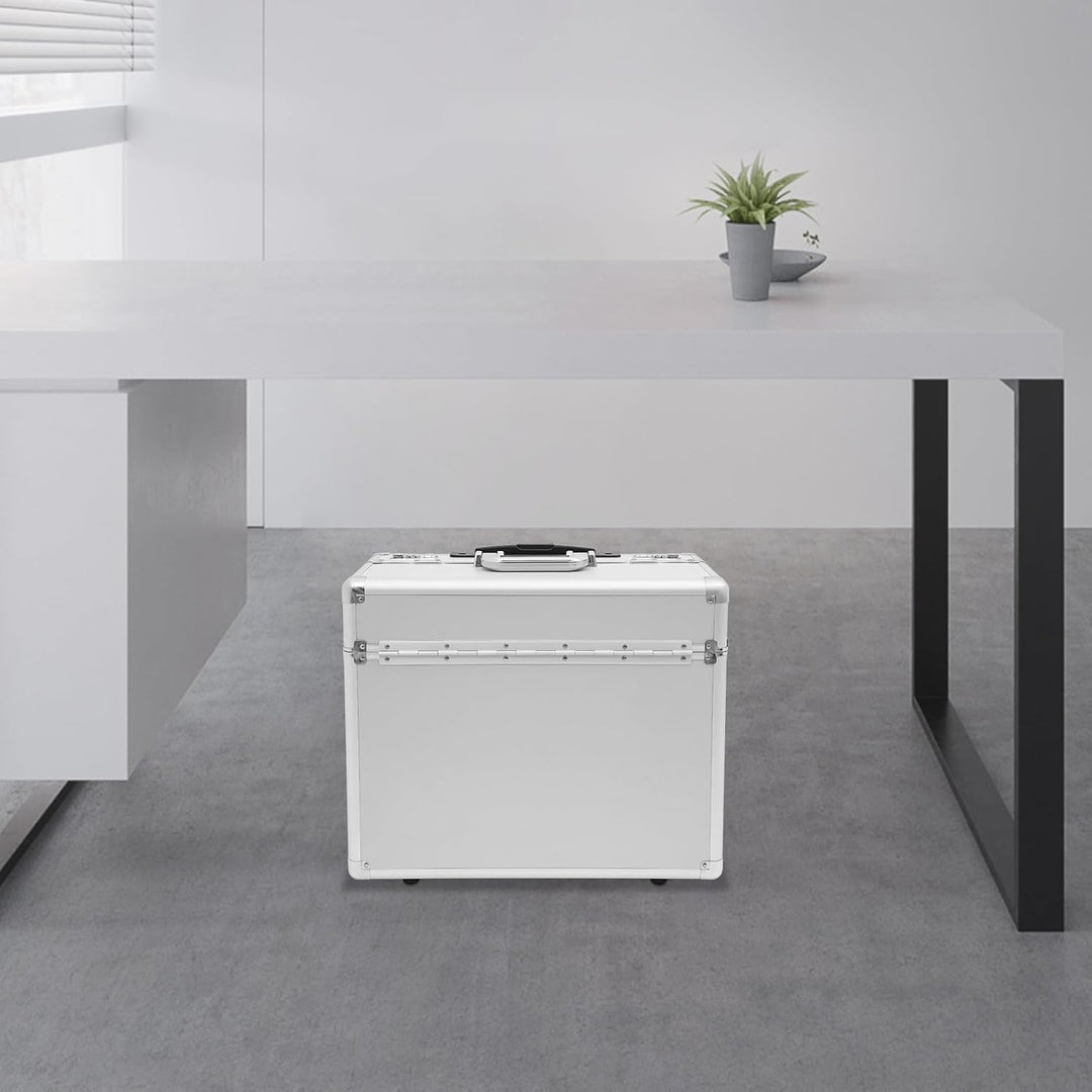 Pilotenkoffer mit Rollen, Rollbarer Aktenkoffer aus Aluminiumlegierung, Laptop Rollkoffer mit Telesk