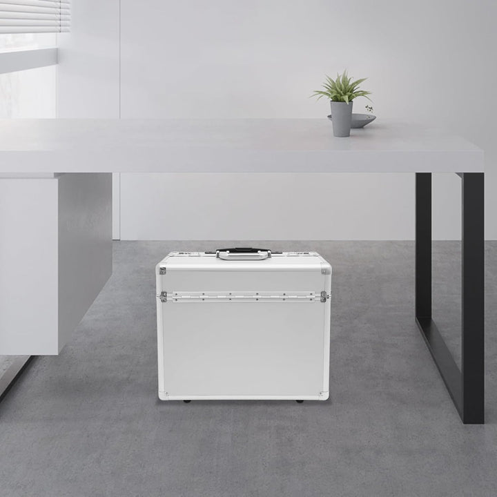 Pilotenkoffer mit Rollen, Rollbarer Aktenkoffer aus Aluminiumlegierung, Laptop Rollkoffer mit Telesk