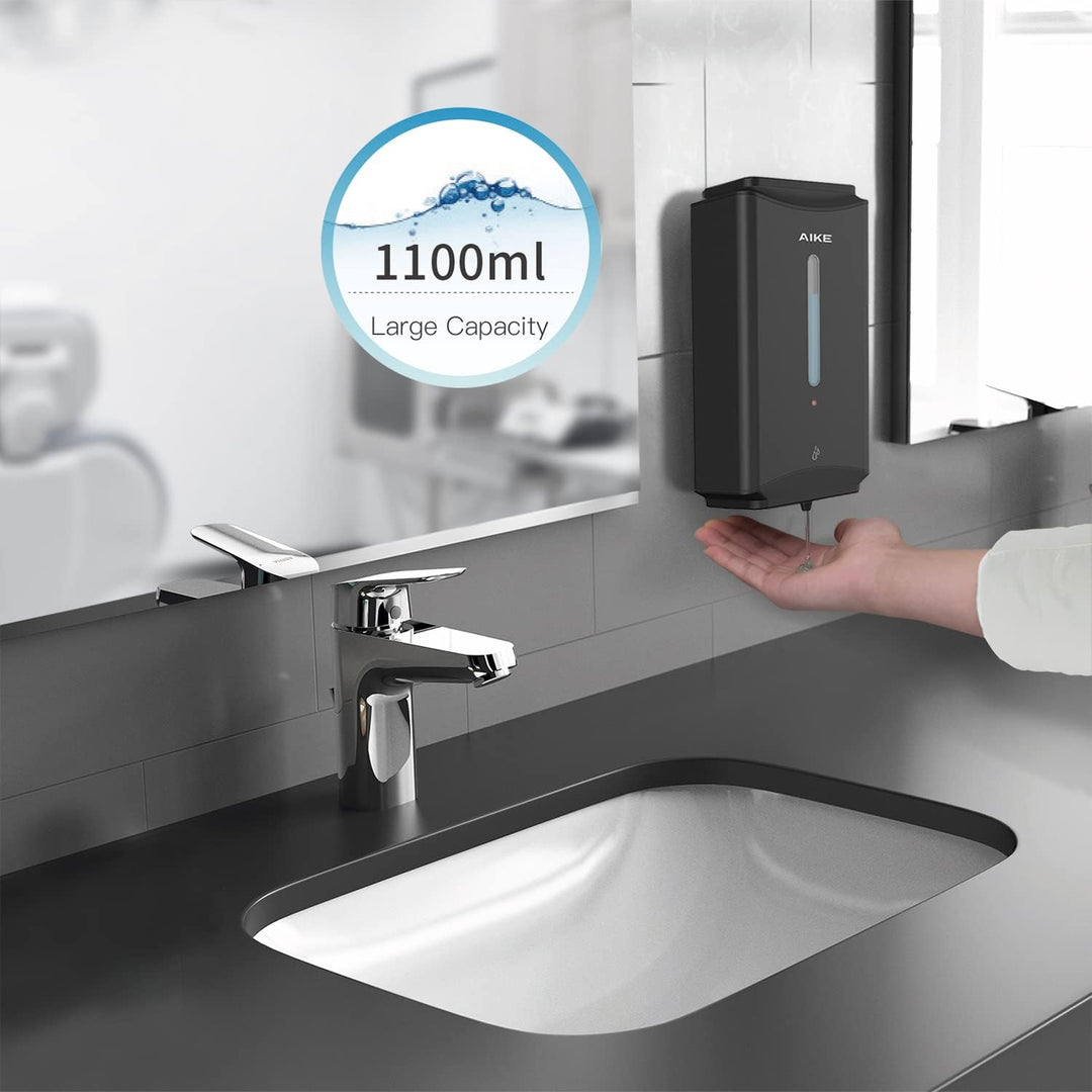 AIKE Kommerzielle Wandhalterung Automatischer Flüssigseifenspender Edelstahl-Finish 1100ml Grosses F