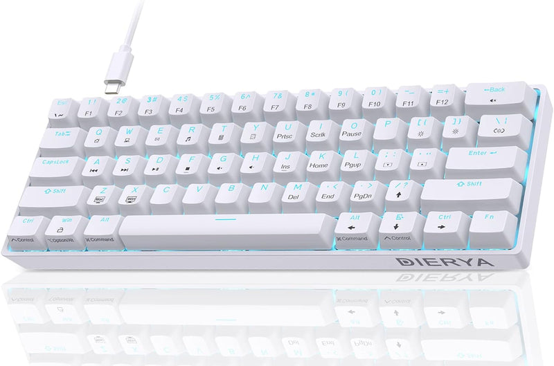 Dierya DK61se Gaming Tastatur,60% Prozent Mechanische Tastatur mit Blue Clicky Switch,Ultra-Compact
