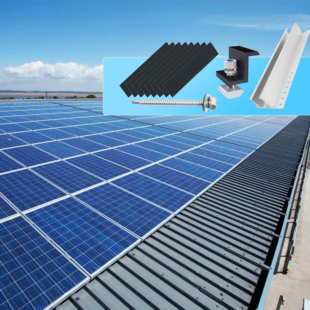Solarmodul Halterung Kit,Flachdach PV Halterungen Kit, Alu Photovoltaik Montageschiene 300MM, für 35