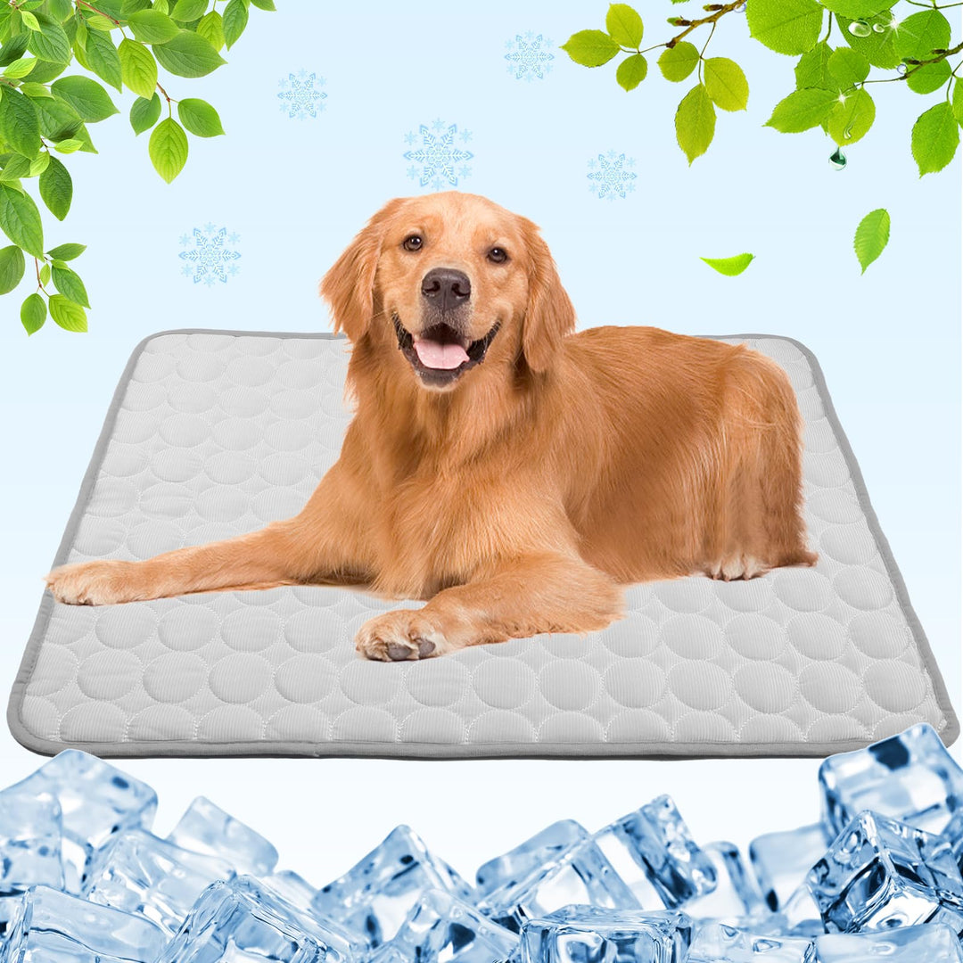 Aitsite Selbstkühlende Hundematte 100x70cm, Kühlmatte Hund &amp; Katze waschbar aus Eisseide, Kühldecke