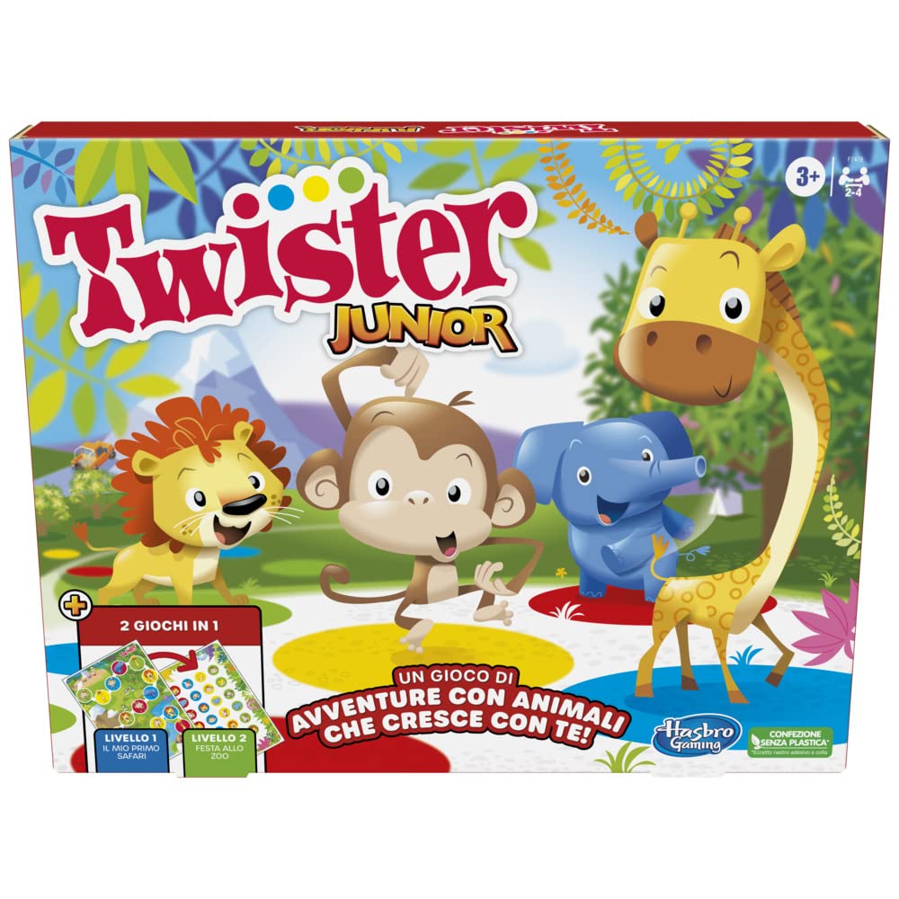 Twister Junior Hasbro Gaming Spielmatte Doppelseitige Spielmatte 2 in 1 Partyspiel für Jungen und Mä