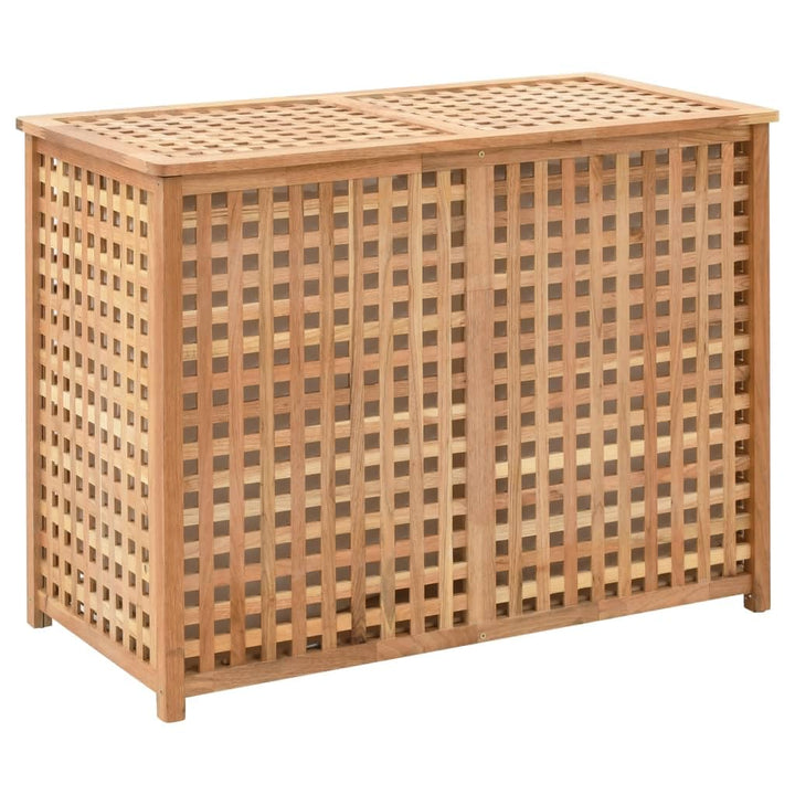 vidaXL Walnussholz Massiv Wäschekorb 2 Staufächer Wäschesammler Wäschebox Wäschetonne Wäschetruhe Wä