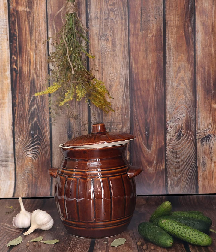 KOTARBAU® Gärtopf Steinguttopf 1,2 L Sauerkrauttopf Gurkentopf mit Deckel Einmachtopf Keramiktopf St