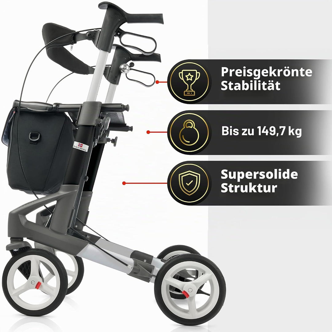 TOPRO Troja 5G inkl. Rückenstütze, Silber, M Medium Silber, Medium Silber