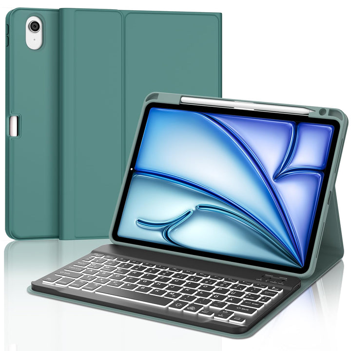 Tastatur für iPad Air 11” M4 2026/M3 2025/M2 2024, 7-Farbige Beleuchtung, Schutzhülle mit Stifthalte