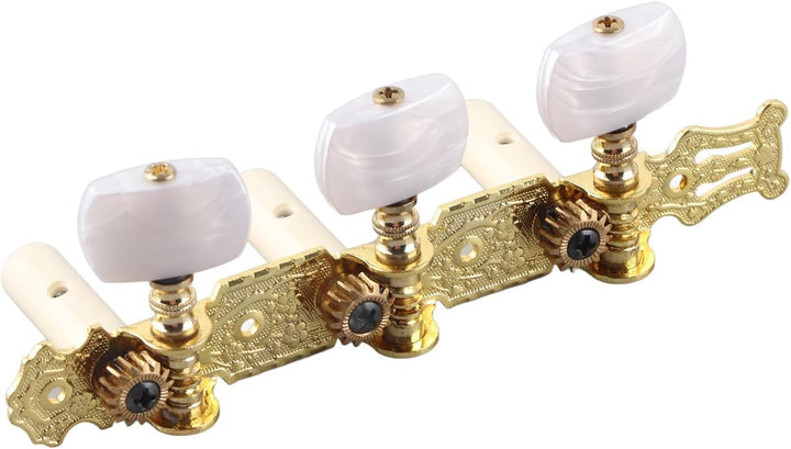 2 Stück Klassische Gitarren-Mechaniken Saiten-Stimmwirbel Schlüssel Stimmgeräte Set Weisser Knopf