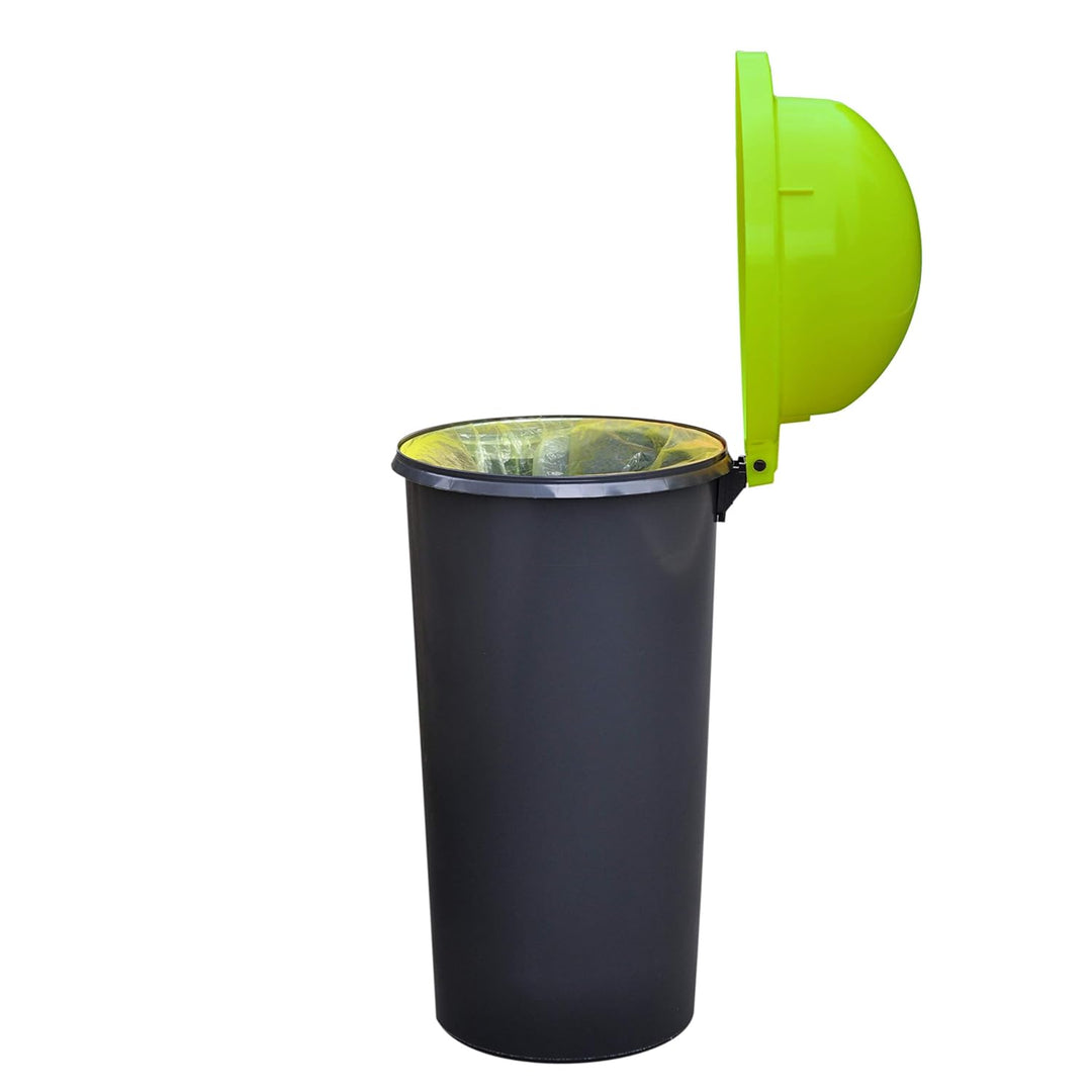 KUEFA HD 60L Müllsackständer, Mülleimer mit Scharnierdeckel und Klemm-Ring Gelber Sack, stabil, stra