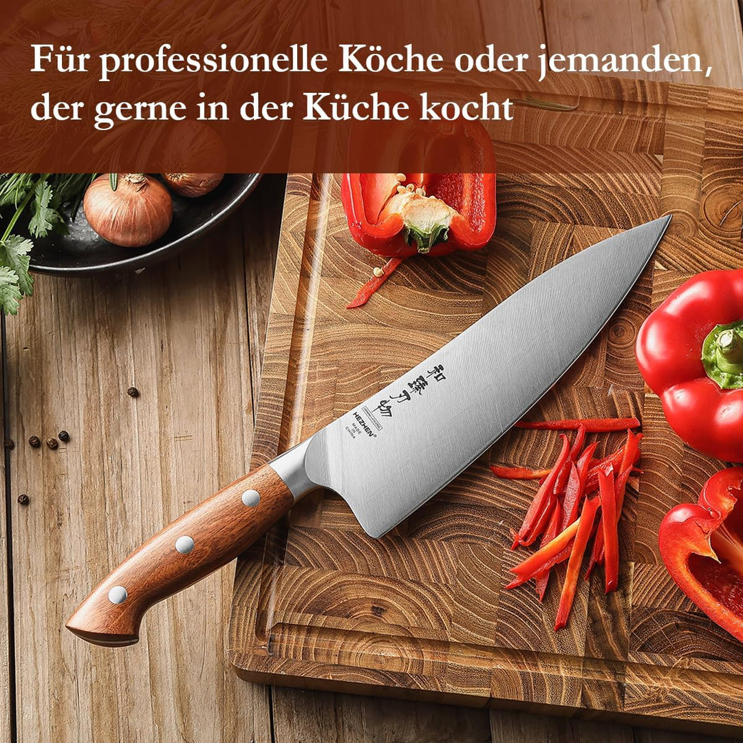 HEZHEN 21cm Kochmesser German DIN 1.4116 Stahl, Scharfe Messerklinge Chefmesser, Profi Küchenmesser