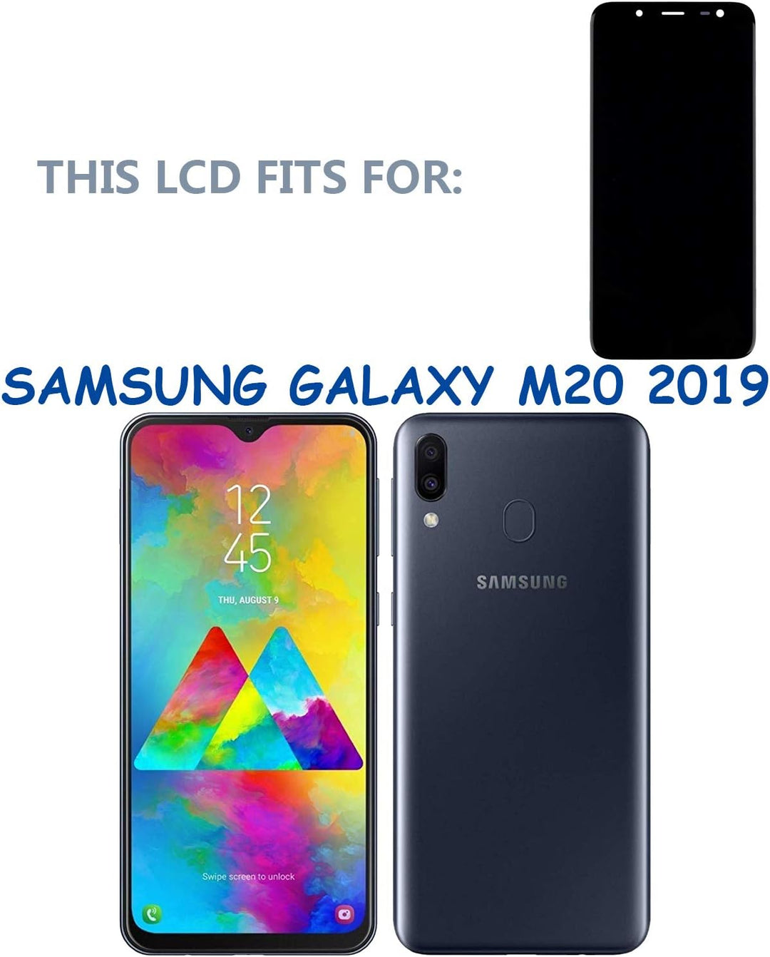 swark LCD Display Kompatibel mit Samsung Galaxy M20 M205 2019 6.3 inch Schwarz (ohne Rahmen) Touchsc
