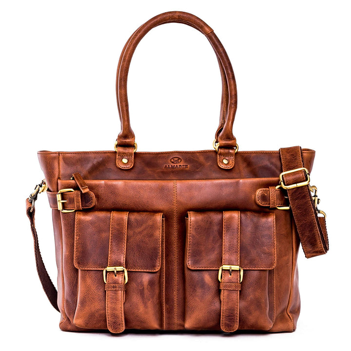 ALMADIH Premium Leder Damentasche Schultertasche Eva - Ledertasche Handtasche Umhängetasche Henkelta