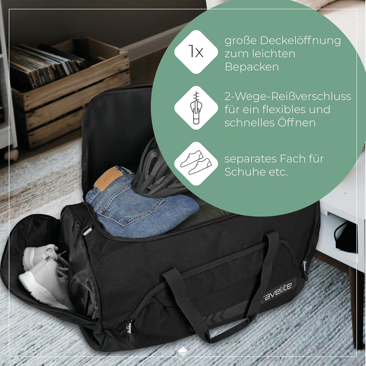 travelite Reisetasche gross XL, Kick Off, leichte Tasche für Urlaub und Sport, Schwimmbad, Klinikauf