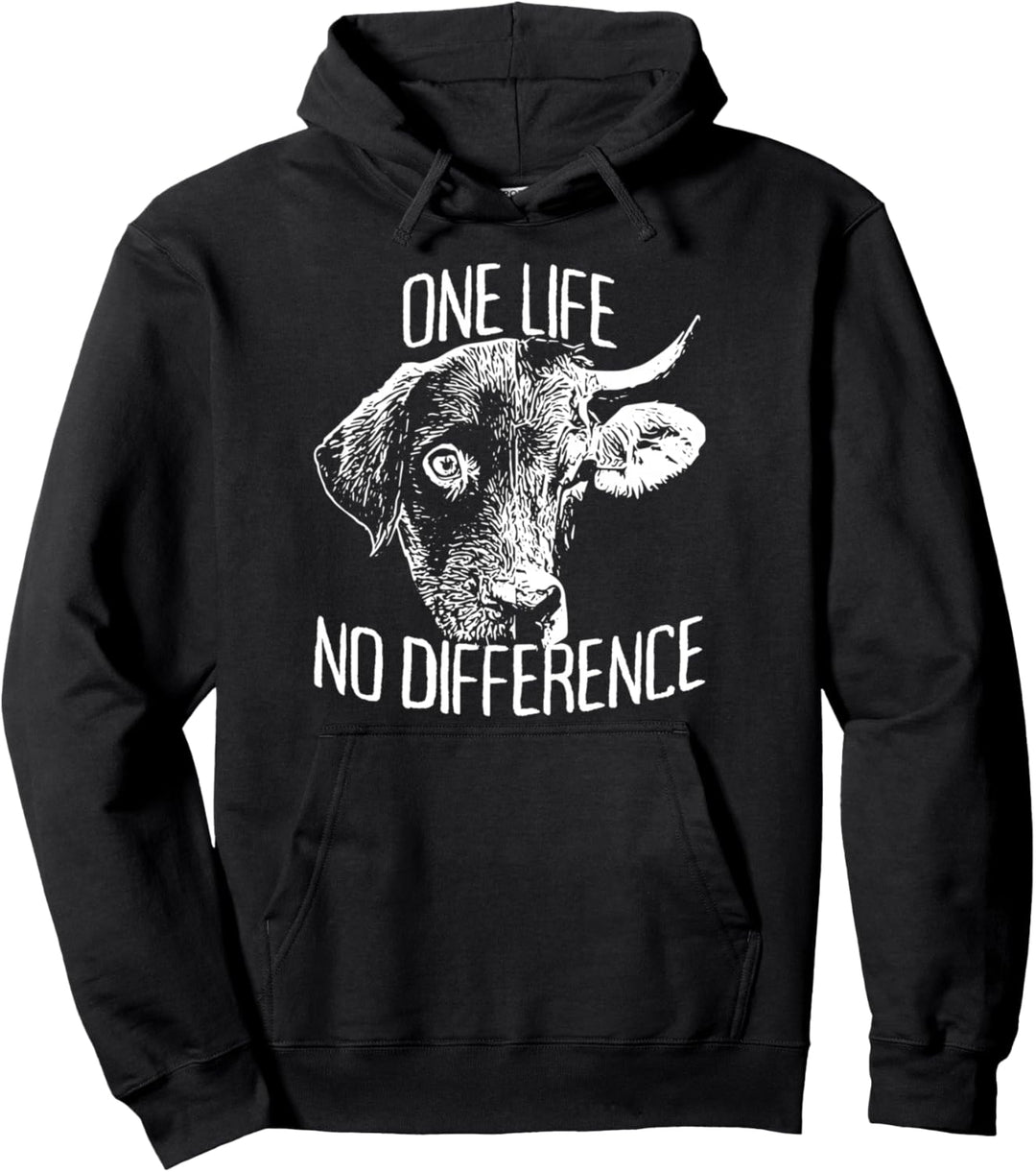 One Life No Difference Vegan Vegetarier Tierliebe Veganer Pullover Hoodie