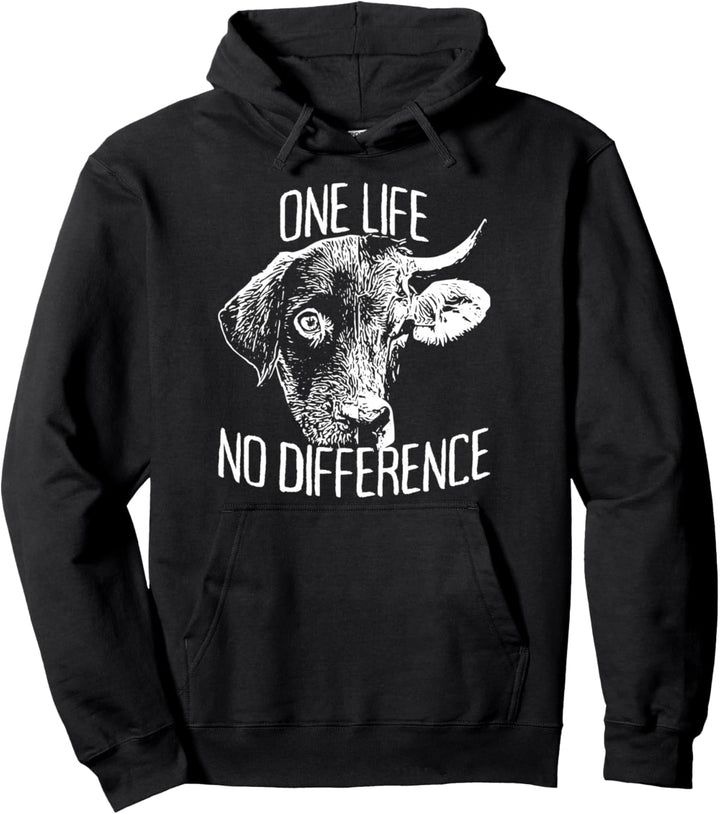 One Life No Difference Vegan Vegetarier Tierliebe Veganer Pullover Hoodie