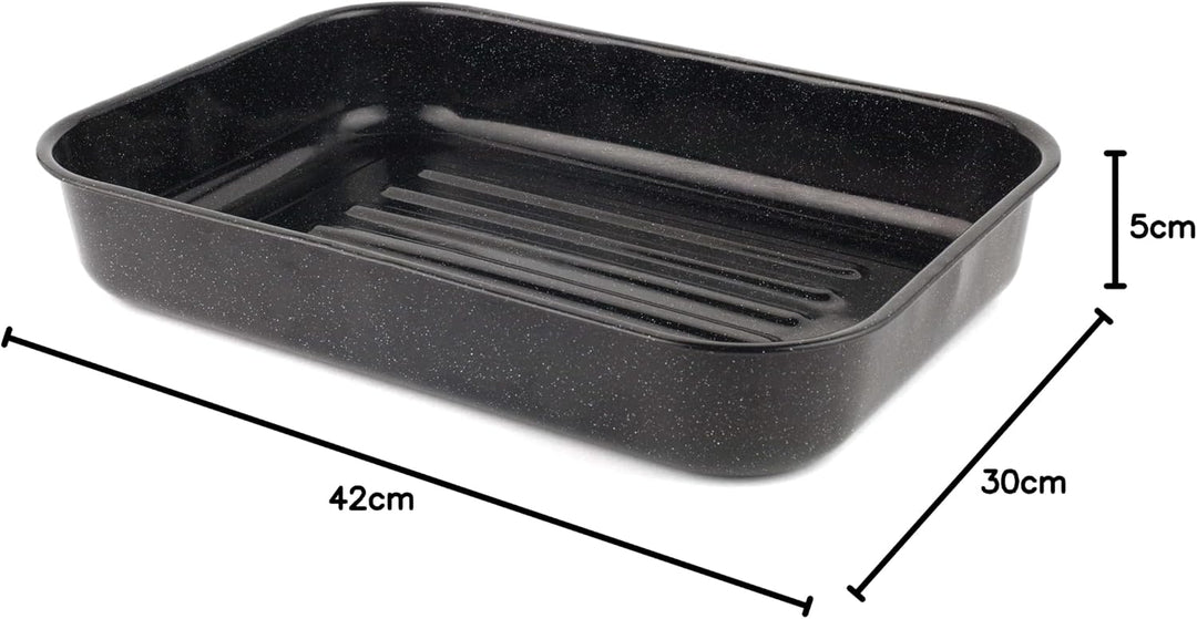 Russell Hobbs CW11431 42cm Glaskörpe Emaille tiefer Bräter, Spülmaschinenfest Ofenbackform, Kohlenst