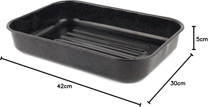 Russell Hobbs CW11431 42cm Glaskörpe Emaille tiefer Bräter, Spülmaschinenfest Ofenbackform, Kohlenst