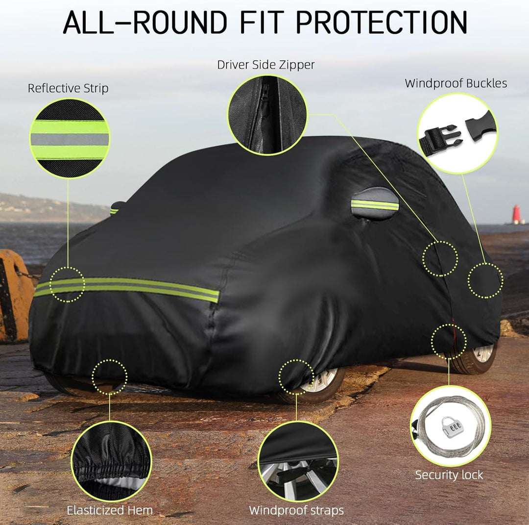 Autoabdeckung Wasserdicht Ersatz Kompatibel mit FIAT 500 500C 500E Abarth 500 2007-2024, Auto Vollga