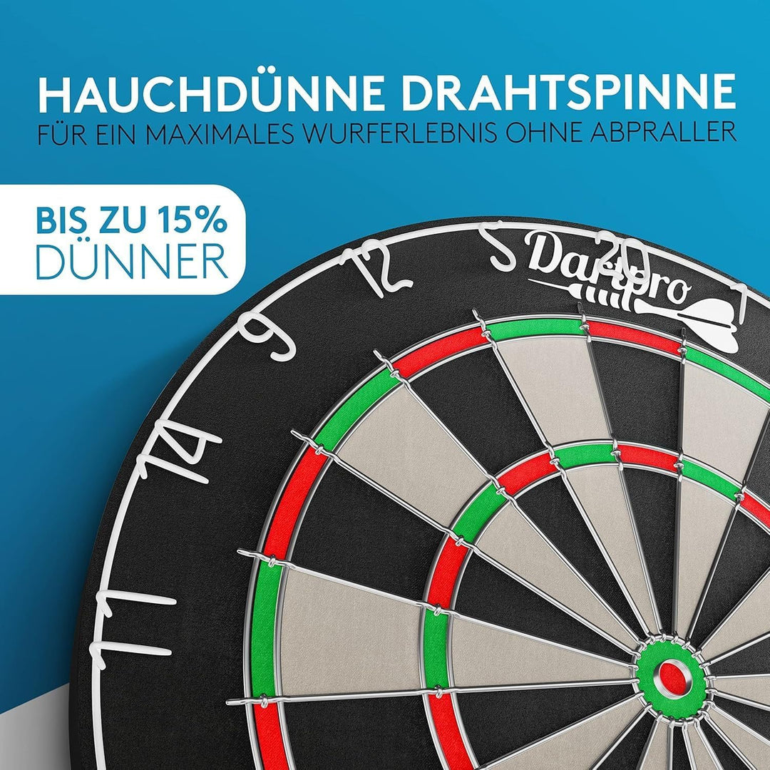 DartPro - DAS ORIGINAL - Dartscheibe mit Pfeilen - Profi Steeldartscheibe aus hochwertigstem Sisal -