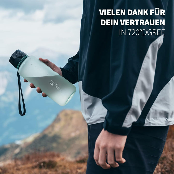 720°DGREE Trinkflasche 1l Sport “uberBottle“ softTouch +Sieb - BPA-Frei - Wasserflasche für Uni, Arb