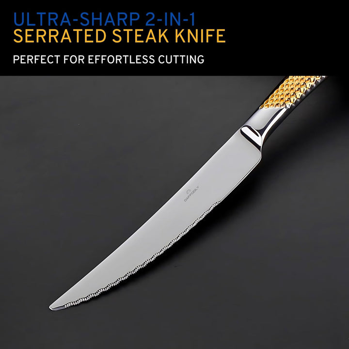 DAFFODILY® Spirit of luxury Signature Lot de 6 fourchettes à dîner Doré Steakmesser 6 teilig Gold, S
