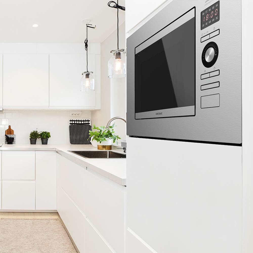 Cecotec Einbaubarer Digitaler Mikrowellenherd GrandHeat 2090 Built-In Steel. 800W Leistung, Einbaufä