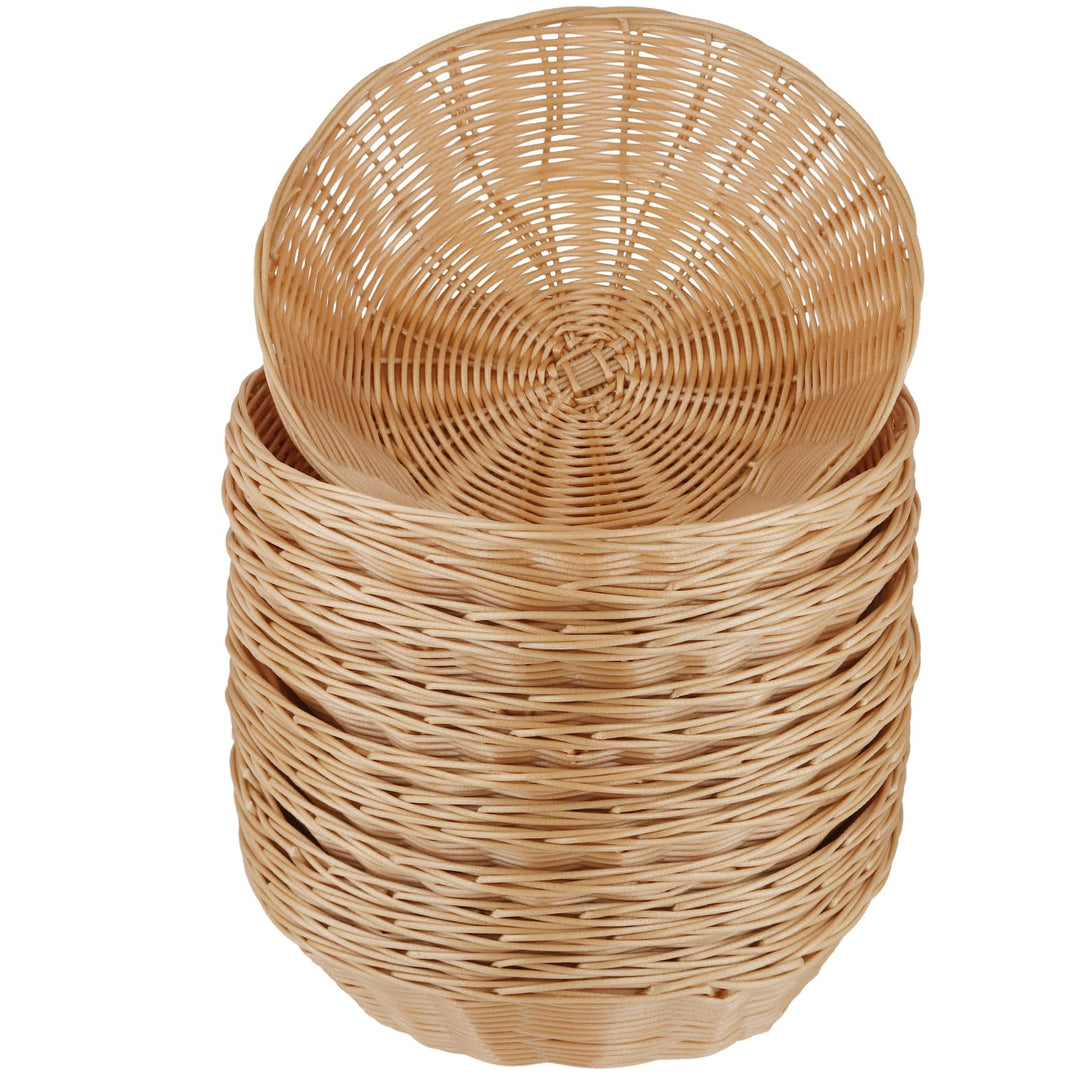 15 Stück Brotkorb Geflochten Rund, 24x6cm Brotkörbchen Kunststoff Brötchenkorb, Geflochtener Korb Br