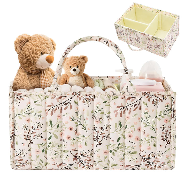 Wickeltasche Organizer, Wickeltisch Organizer, Diaper Bag mit Blumenmuster und Herausnehmbaren Fäche
