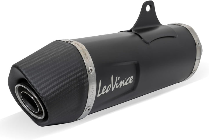 Endschalldämpfer/Auspuffanlage LeoVince SLIP-ON SBK, Edelstahl schwarz, Carbon Kappe, mit Zulassung