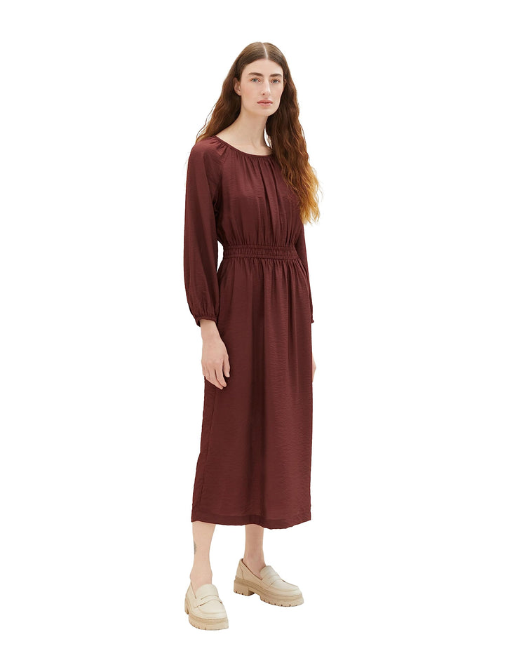 TOM TAILOR Damen Maxikleid mit Raffung, 30337 - Raisin